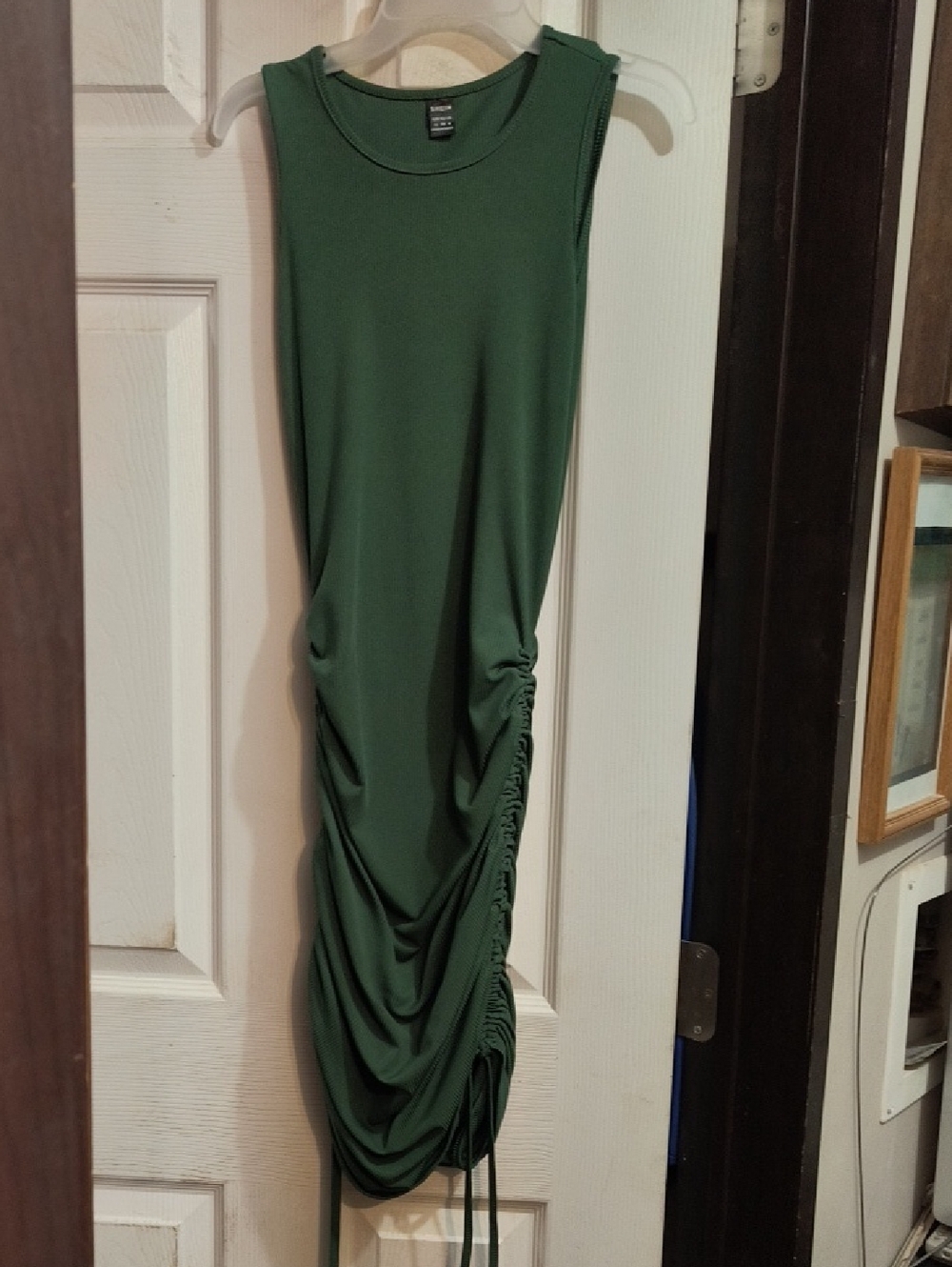 Brand New Ruched Side Midi Green Bodycon Dress M